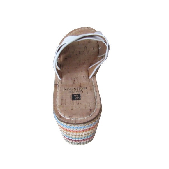 White Mountain Samwell Platform Wedge Sandals White 9.5 Boho Woven Colorful - Picture 6 of 11